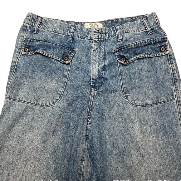 Free People Rory Slim Straight Jeans Wo's 30 Tab Cuff Hems Seamed Button Pockets - Picture 5 of 16